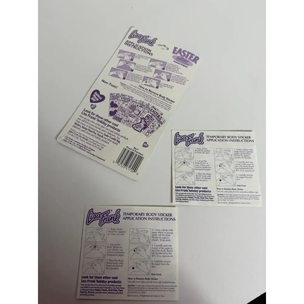 Vintage Lisa Frank Easter Glitter Tattoos 2 full sheets temporary tattoos